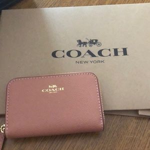 Blush pink coach card case